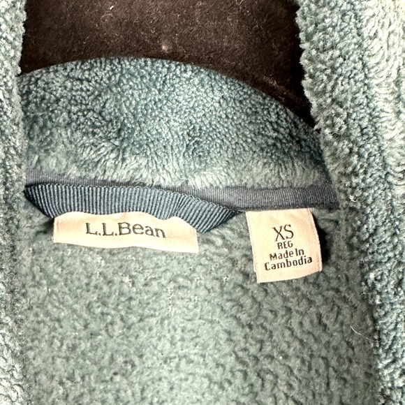 LL Bean Women’s XS Darmouth School Fleece Pullover Blue Green Sweatert 1/4 Snap - Picture 3 of 6